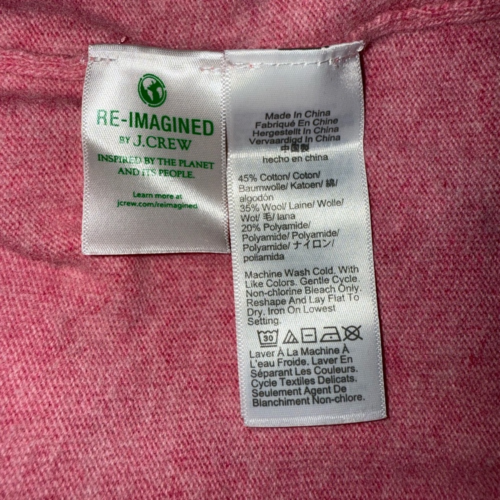 J. Crew Teddie Women's Cotton Wool Blend sweater Sz XL heathered pink - Picture 8 of 9